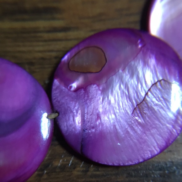Purple Pink Shell Necklace & Earrings Set - Picture 7 of 11
